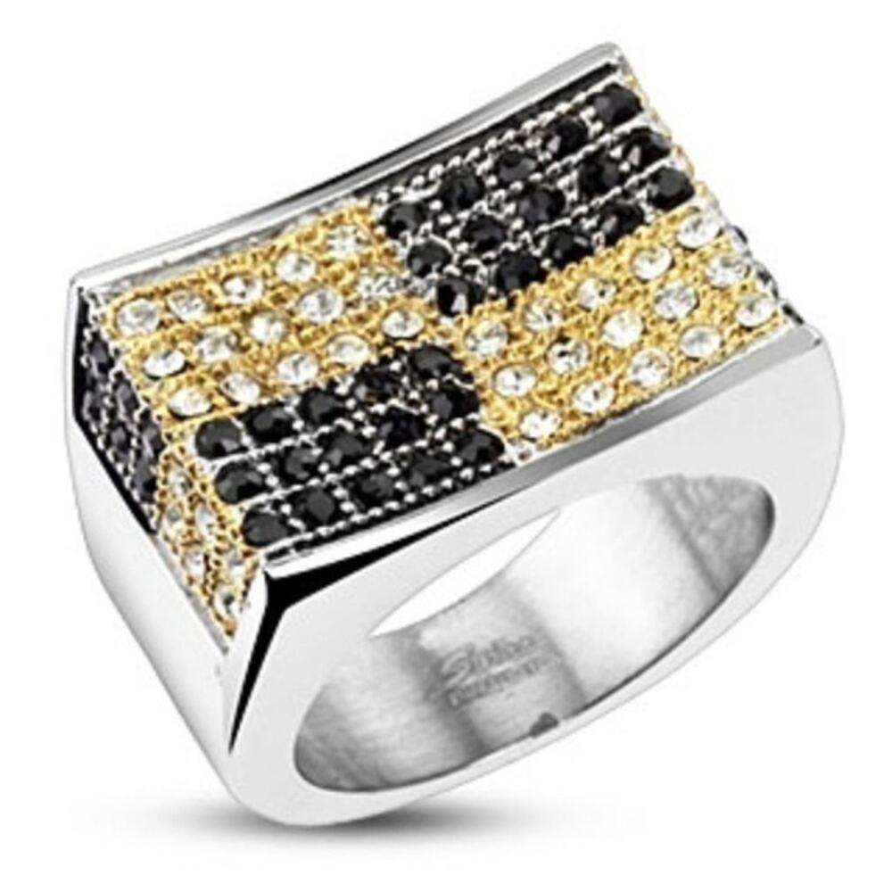 NWOT men's 316L stainless steel mens ring hip hop with CZs size 12‎
